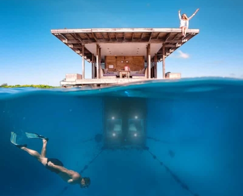 honeymoon at the underwater room at the manta resort